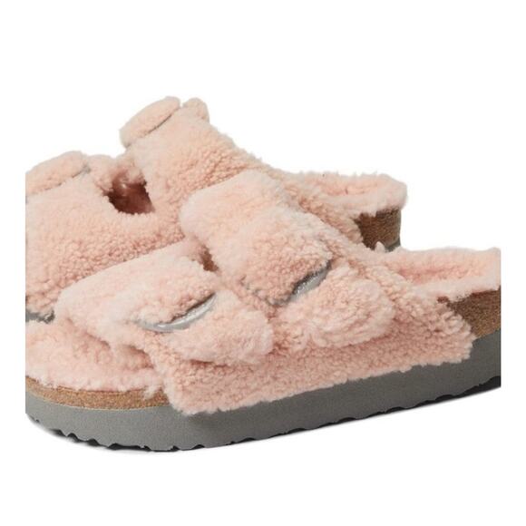 BIRKENSTOCK Papillio Teddy Crystal Rose Arizona Big Buckle Shearling 37/US 6 New - Picture 6 of 12